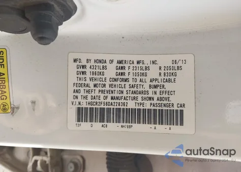 2013 Honda Accord Sport z USA, uszkodzony, nr VIN 1HGCR2F56DA228362